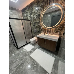 2'li Yıkanabilir Kaymaz Dot Taban Post Peluş Tavşan Tüylü Banyo Halısı Peluş Halı Klozet Takımı 50X60 ve 60X100 Banyo Paspası