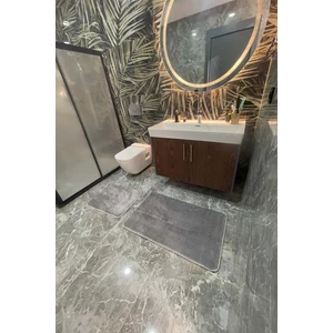 2'li Yıkanabilir Kaymaz Dot Taban Post Peluş Tavşan Tüylü Banyo Halısı Peluş Halı Klozet Takımı 50X60 ve 60X100 Banyo Paspası
