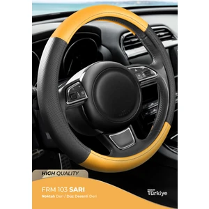 Eco Oto Geçmeli Direksiyon Kılıfı - Deri / Delikli Deri - Siyah Sarı