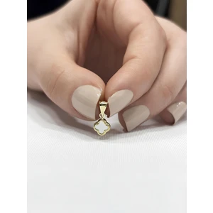 14 Ayar Altın Taşlı Minimal Yonca Kolye Ucu