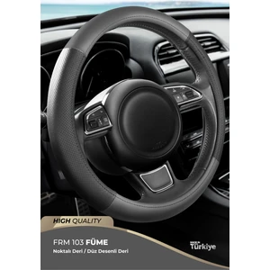 Eco Oto Geçmeli Direksiyon Kılıfı - Deri / Delikli Deri - Siyah Füme