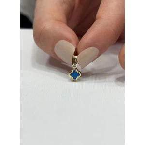 14 Ayar Altın Taşlı Minimal Yonca Kolye Ucu