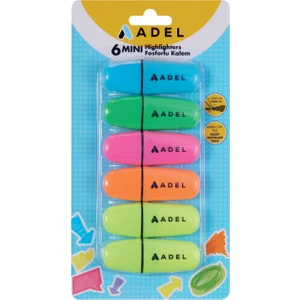 Mini Fosforlu Kalem 6'lı Set,su Bazlı Mürekkep,3 Farklı Kalınlıkta Işaretleme