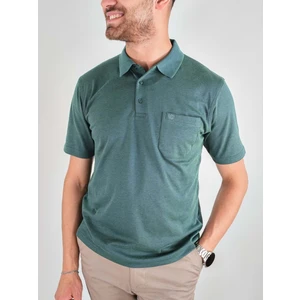 Erkek Yakalı Cepli Penye Yeşil Baba Tshirt