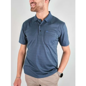 Erkek Yakalı Cepli Penye Lacivert Baba Tshirt