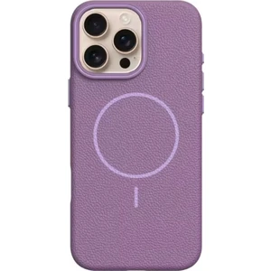 iPhone 16 Pro Uyumlu Kılıf Deri Desen M-Safe Özellikli Lichee Silikon Mürdüm