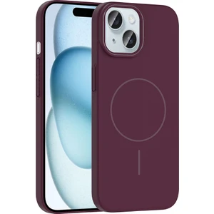 iPhone 15 Uyumlu Kılıf M-Safe Şarj Özellikli Ruby Kapak Mürdüm