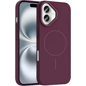 iPhone 16 Plus Uyumlu Kılıf M-Safe Şarj Özellikli Ruby Kapak Mürdüm
