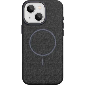 iPhone 15 Uyumlu Kılıf Deri Desen M-Safe Özellikli Lichee Silikon Siyah
