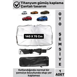 Premium Titanyum Gümüş Kaplama Uzun Ömürlü Uv Koruyucu Araç Içi Ön Cam Şemsiye Güneşlik