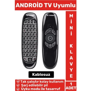 Premium Çok Fonksiyonlu 2.4g Kablosuz Air Mouse Androıd Tv Uyumlu Q Klavyeli Mini Uzaktan Kumanda