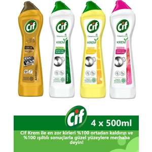 Krem Yüzey Temizleyici 500 ml x 4 Adet (Altın Işıltısı, Amonyaklı, Limonlu, Frezya ve Müge Çiçeği)