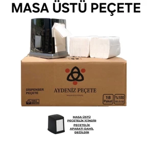 Aydeniz Peçete MASAÜSTÜ DİSPENSER PEÇETE 18 PAKET 100 LÜ 1800 ADET Kendi İmalatımızdır masaüstü dipanser ile kullanıma uygundur