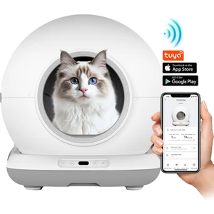 CB001 Akıllı Otomatik Kedi Tuvaleti, APP ile Kontrol, 75lt İç Hazne, 7lt Çöp Haznesi