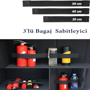 Araba Bagaj Sabitleyici 3'lü Set Elastik Cırtlı Araç Içi Toplayıcı Bagaj Lastiği Bagaj Düzenleyici