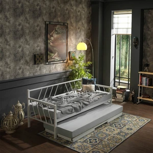 Glory Yavrulu Karyola Daybed Tek-Çift Kişilik Metal Karyola Beyaz