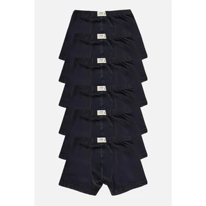 Erkek Çocuk Düz Pamuklu Likralı Siyah Boxer 6'lı Paket