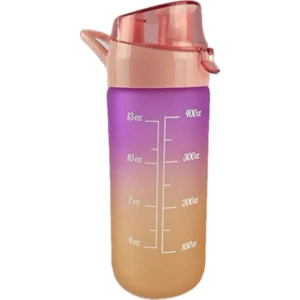 ELİT81 Motivasyonel Cam Su Şişesi Turuncu-Mor Bpa Içermez 500ML