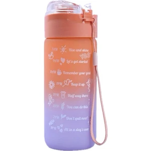 ELİT81 Motivasyonel Cam Su Şişesi Turuncu-Mor Bpa Içermez 500ML