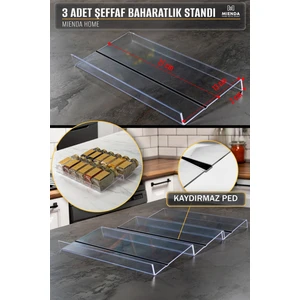 Mienda Home Pleksi Şeffaf 3 Adet Stand Baharatlık Standı Çekmece Içi Düzenleyici Organizer