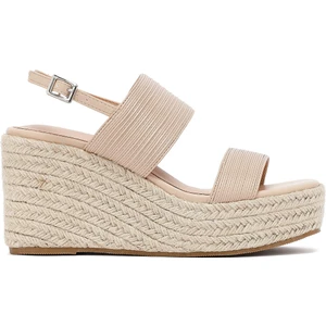 Kadın Krem Bilekten Tokalı Dolgu Topuklu Espadril Sandalet 25SFE452118