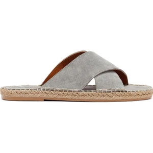 Erkek Gri Süet Deri Espadril Terlik 25SFD616110
