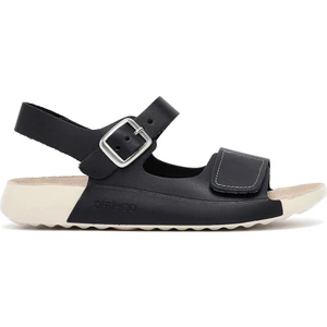 Kadın Siyah Bilekten Bağlamalı Deri Comfort Sandalet 25SFD500318