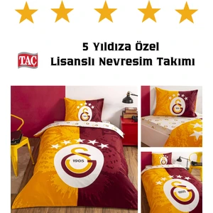 Taç Lisanslı Galatasaray 5.yıldız Tek Kişilik Pamuk Nevresim Takımı