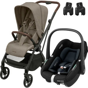 Leona2-Pebble S Tek Elle Katlanabilen Ultra Kompakt Çift Yönlü Seyahat Sistem Bebek Arabası Truffle-Black