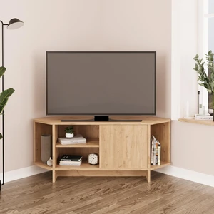 Teo B1310 Köşe Tv Ünitesi Tv Sehpası – Ahşap Sepet | 48 Inç Uyumlu Dolaplı