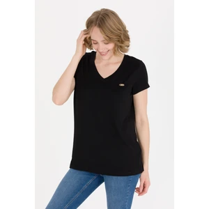 U.S. Polo Assn. Kadın Siyah V Yaka Basic Tişört 50269545-VR046