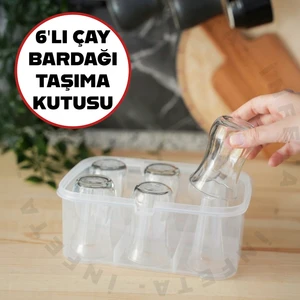 6'lı Çay Bardağı Taşıma Aparatı Plastik Piknik Bardak Taşıma Kutusu