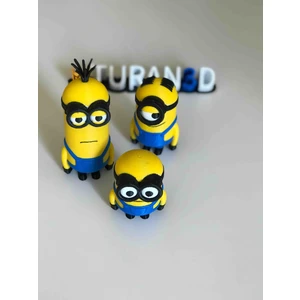 🟡 3D Baskı Minion Figür Seti - 3'lü 🟦