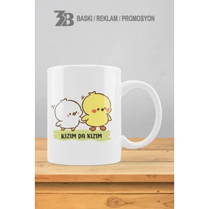 3B Baskı Reklam Promosyon Sevimli Civcivler Baskılı Porselen Kupa Bardak ‘’Kızım da Kızım’’