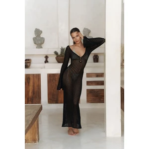 Putra V Yaka Siyah Triko Uzun Elbise