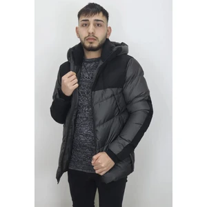 Fistan Store Erkek Hakim Yaka Spor Kesim Rahat Kalıp Kapüşonlu Kışlık Şişme Mont