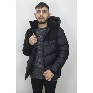 Fistan Store Erkek Hakim Yaka Spor Kesim Rahat Kalıp Kapüşonlu Kışlık Şişme Mont