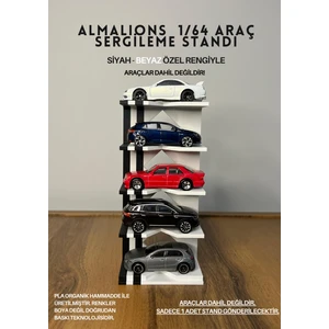 1/64 Ölçek Araç Sergileme Standı (5 Araçlık) - Siyah Beyaz - Araçlar Dahil Değildir!