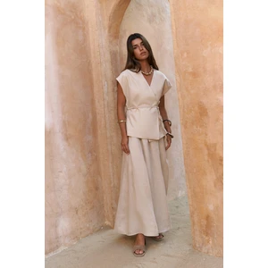 Fiametta Salaş Taş Keten Yelek Etek Takım