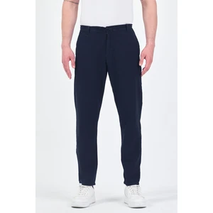 Theseason Erkek Lacivert Pamuklu Keten Görünümlü Beli Bağcıklı Relaxed Fit Yazlık Chino Pantolon