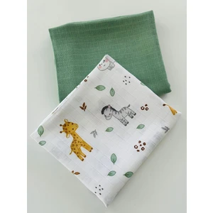 Fulya Tuhafiye Ftbabycollection  Pamuk 2'li Müslin Bebek Battaniye Seti Oeko- Tex Sertifikalı Müslin örtü 80 x 90 cm