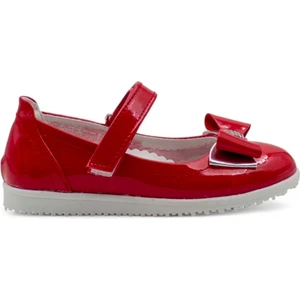 Fiyonklu Kız Çocuk Babet Ayakkabı Kırmızı Rugan