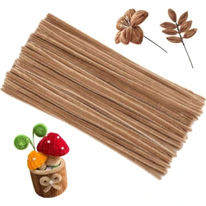 25 Adet Bej Renkli Şönil, Eğitici Şönil Seti, Tüylü Tel, 30 Cm, Peluş Tel