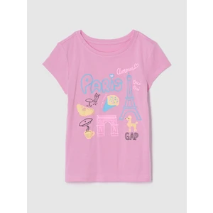 Kız Çocuk Pembe Grafik Baskılı T-Shirt