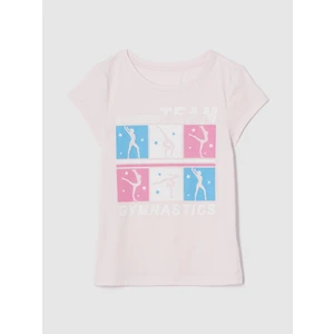 Kız Çocuk Açık Pembe Grafik Baskılı T-Shirt