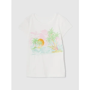 Kız Çocuk Beyaz Grafik Baskılı T-Shirt