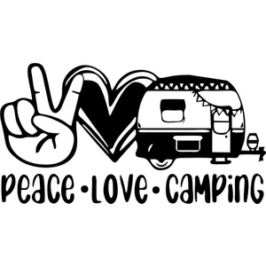 Peace Love Camping Araba Sticker  17X17 cm Siyah