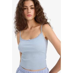 Fitted Dar Kesim Kare Yaka Fitilli Kaşkorse Askılı Siyah Atlet D1240AX25SM