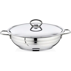 Bestinox 28x8.5 cm Tel Kulplu Çelik Kapaklı Çelik Kısa Tencere-5.2 Litre