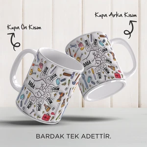 Babalar Günü Kişiye Özel Isimli, 3D Tasarımlı, Hediye Porselen Kupa